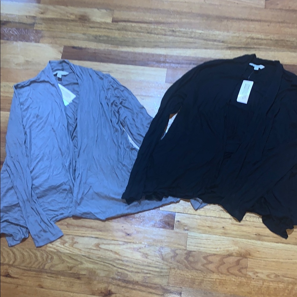 Banana Republic Set of Two Draped Cardigans - Black and Gray M Medium